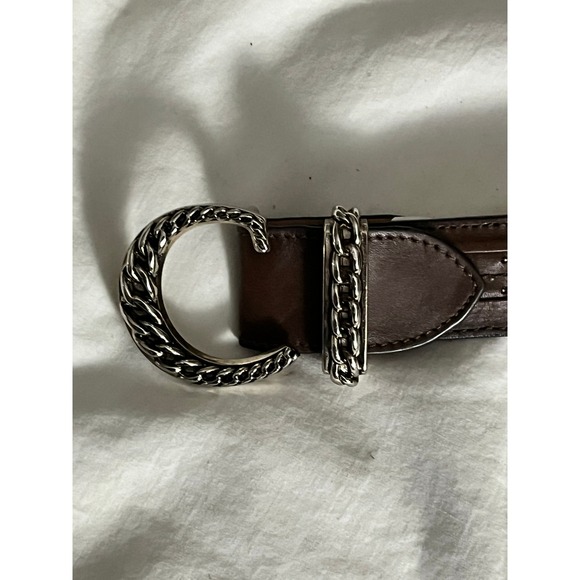 Cuadra Tan Leather Belt Gold Horseshoe Chain Buckle Western Womens 32-36 Inch - Picture 2 of 5